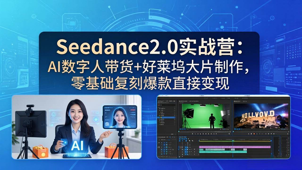 Seedance2.0实战营：用AI数字人带货，还能拍好莱坞大片，小白也能直接变现-安索博客网