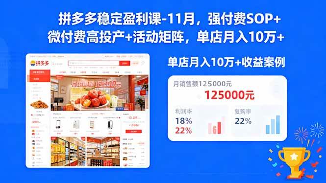 拼多多躺着赚钱攻略：11月最新玩法，强付费+微付费高回报+活动套路，单店月入10万+不是梦-安索博客网