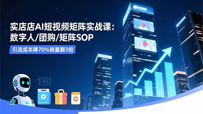 （16539期）实体店AI短视频矩阵实战课：数字人/团购/矩阵SOP，引流成本降70%销量翻3倍-安索博客网