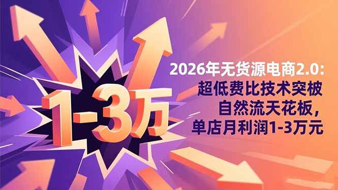 2026年无货源电商2.0新玩法：用超低费比技术突破自然流瓶颈，单店月赚1-3万-安索博客网