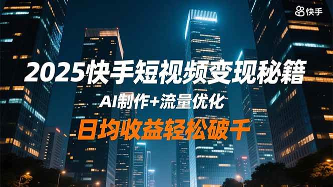 （16487期）2025年快手短视频赚钱秘籍，用AI做视频+玩转流量，每天轻松赚上千-安索博客网