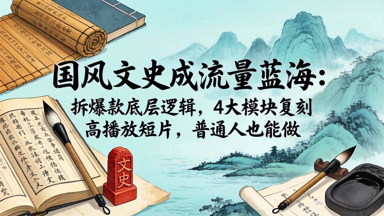 （18227期）国风文史火爆出圈：拆解爆款套路，4步搞定高播放短片，小白也能玩-安索博客网