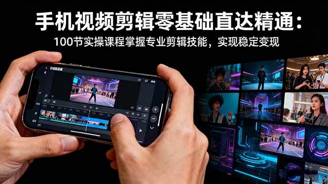 手机视频剪辑从零到高手：100节实战课，轻松搞定专业剪辑，稳稳赚钱-安索博客网