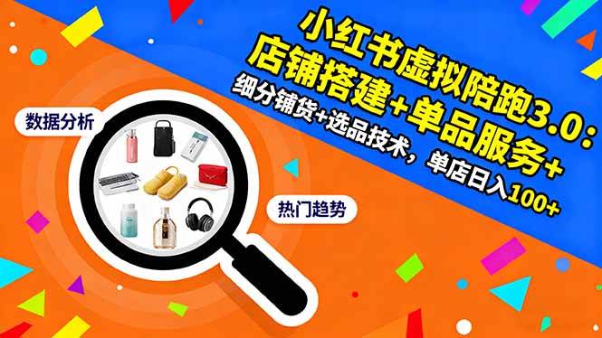 小红书虚拟陪跑3.0：手把手教你搭店铺、选爆品，单店日赚100+-安索博客网