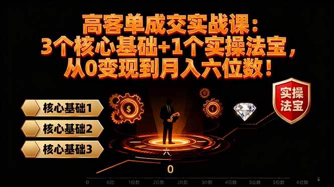 高客单价成交实战课：3个基础+1个法宝，让你从零开始月入六位数！-安索博客网