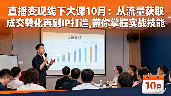 10月直播变现线下大课：从搞流量到成交，再到打造个人IP，手把手教你实战干货-安索博客网