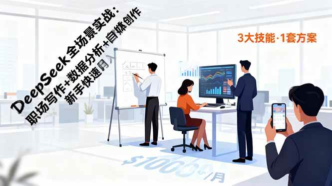 （16418期）DeepSeek全场景实战：职场写稿+数据跑数+自媒体搞钱，小白也能快速月入过万-安索博客网