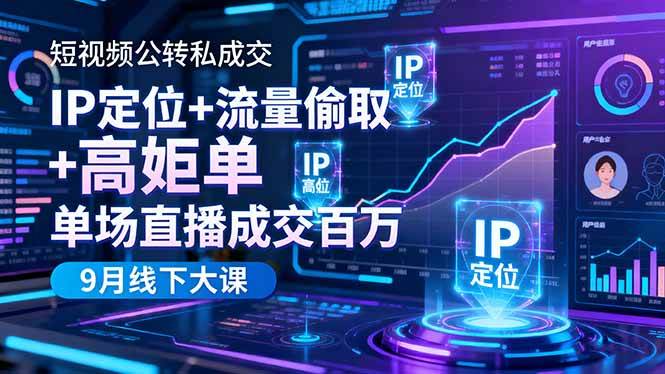 （16406期）短视频公转私成交9月线下大课：IP定位+偷流量+高客单，一场直播赚百万-安索博客网