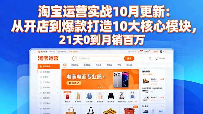 淘宝运营实战课（10月新版）：小白21天，从0冲到月销百万-安索博客网