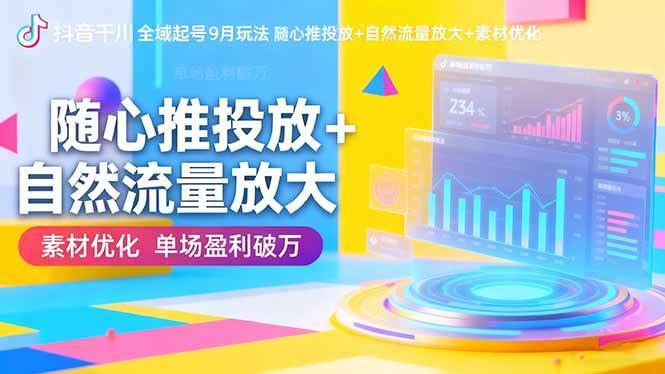（16405期）抖音千川全域起号9月玩法：随心推投放+自然流量放大+素材优化，单场盈利破万-安索博客网