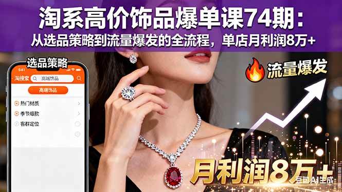 （16351期）淘系高价饰品爆单课74期：从选品到流量爆发，单店月利润8万+-安索博客网