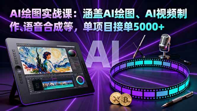 (16304期)AI绘画实战课：教你玩转AI绘图、AI视频、语音合成，一个项目就能赚5000+-安索博客网