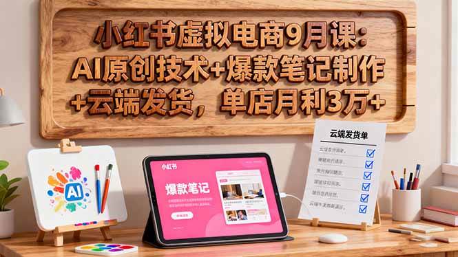 小红书虚拟电商9月课来啦！AI搞原创+写爆款笔记+自动发货，月赚3万+-安索博客网