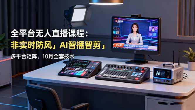 全平台无人直播课：防风黑科技+AI智能剪辑+多平台矩阵，10月全套玩法-安索博客网