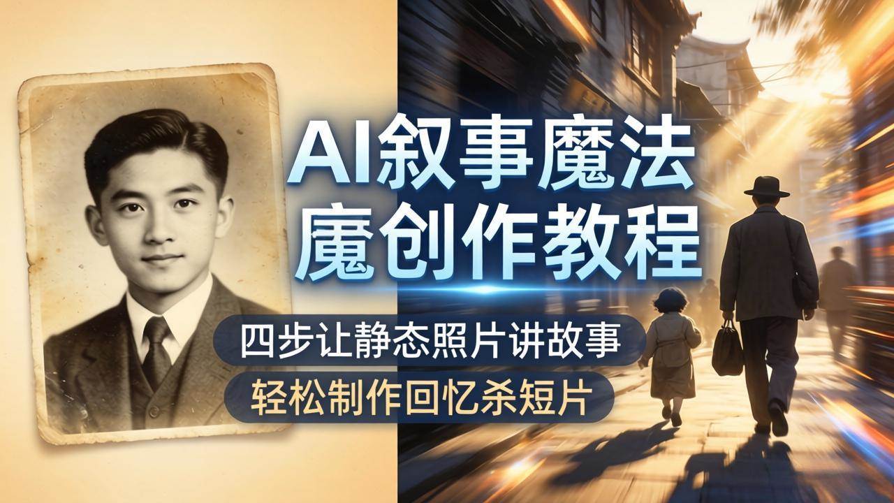（18208期）AI叙事魔法课，4步让静态照片动起来，老照片修复加特效，轻松搞定回忆杀短片-安索博客网