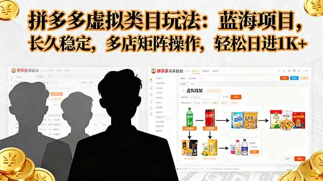 拼多多虚拟商品新玩法：蓝海项目稳赚不赔，多店一起搞，轻松日赚1000+-安索博客网