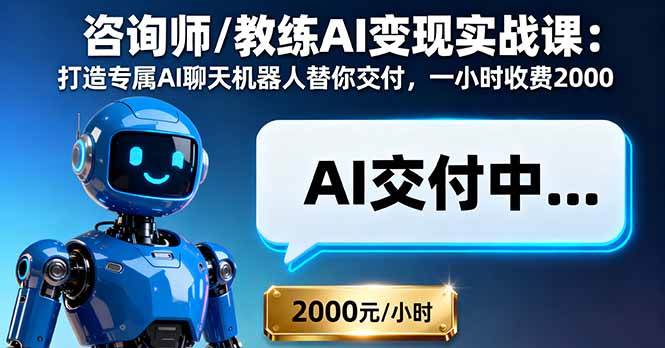 （16233期）咨询师/教练AI变现实战课：做出专属AI聊天机器人，帮你干活，一小时收2000块-安索博客网