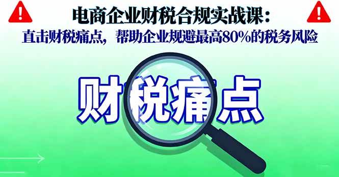 （16232期）电商企业财税合规实战课，直击财税痛点，帮企业少踩80%的税务雷-安索博客网
