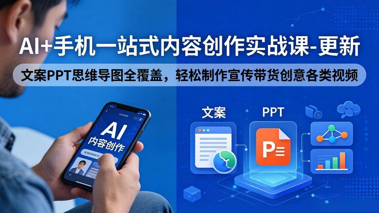 （18204期）AI+手机一站式内容创作实战课-更新，文案PPT思维导图全覆盖，轻松搞定宣传带货创意各种视频-安索博客网
