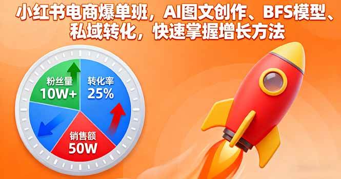 小红书电商爆单班，AI做图、BFS模型、私域转化，手把手教你快速涨粉变现-安索博客网