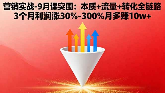 （16152期）营销实战-9月突围课：搞懂本质+搞定流量+做好转化，3个月利润涨30%-300%，月入多10万+-安索博客网
