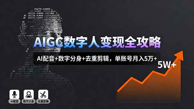 手把手教你用AIGC数字人赚钱，AI配音+分身+去重，一个账号月入5万+-安索博客网
