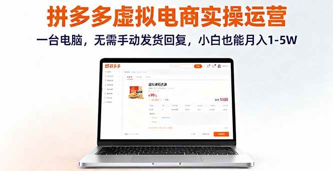 拼多多虚拟电商实操运营：一台电脑，小白也能月入1-5W，不用手动发货-安索博客网