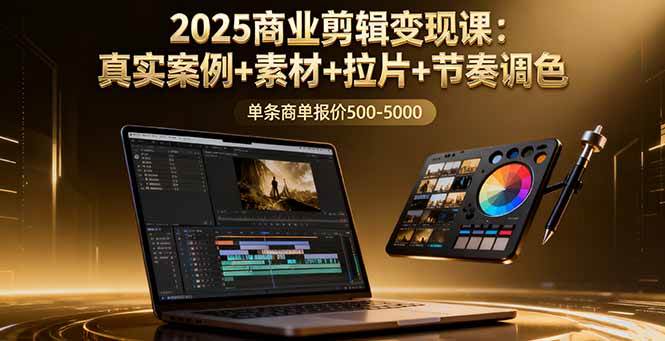 （16130期）2025商业剪辑变现课：真实案例+素材+拉片+节奏调色，一条商单报价500-5000-安索博客网