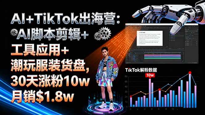 AI+TikTok出海营:用AI写脚本剪视频，搭配潮玩服装货盘，30天涨粉10万，月入1.8万美金-安索博客网