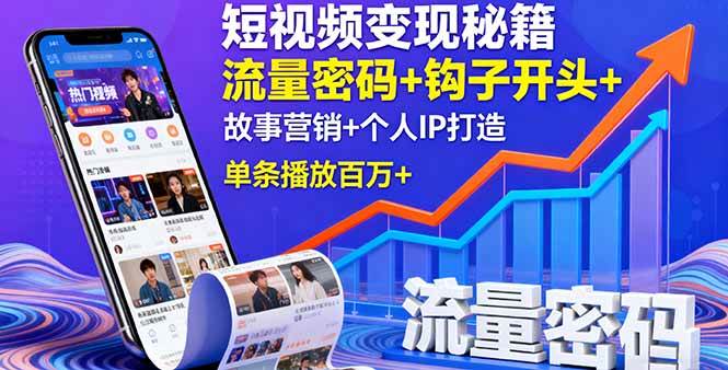 短视频赚钱秘籍：流量密码+钩子开头+故事营销+打造个人IP，一条视频轻松破百万-安索博客网