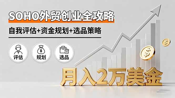 （16076期）SOHO外贸创业全攻略：自我评估+资金规划+选品策略，月入2万美金-安索博客网