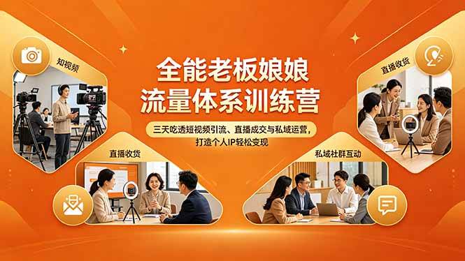 18187期 全能老板娘流量体系训练营：3天搞定短视频引流、直播赚钱和私域运营，轻松把个人IP变成提款机-安索博客网