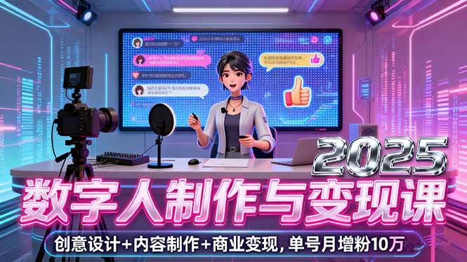 2025年数字人制作与变现课，创意+内容+赚钱，单号月涨粉10万+-安索博客网
