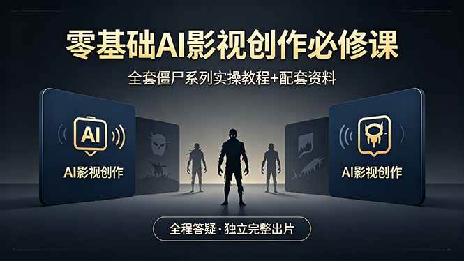 （18185期）零基础也能玩转AI影视，全套僵尸系列实操教程+配套资料，全程答疑带你轻松出片-安索博客网