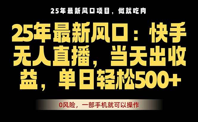 25年最新快手无人直播玩法，当天就能出单，只需一部手机-安索博客网