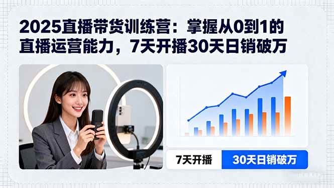 2025直播带货训练营：零基础也能玩转直播，7天开播30天日销破万-安索博客网