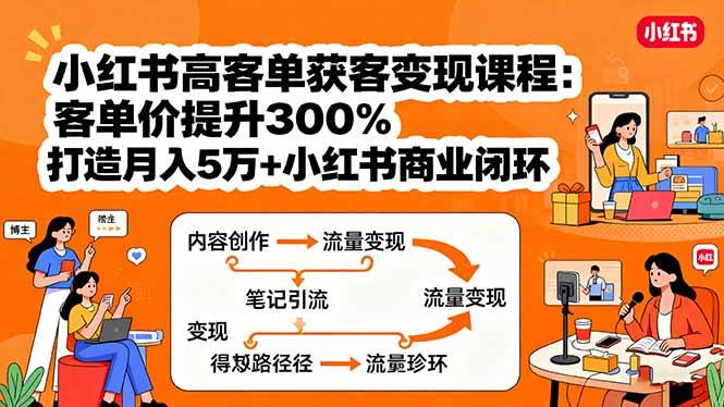 （15981期）小红书高客单获客变现课：客单价翻3倍，手把手带你月入10万+，玩转小红书赚钱闭环-安索博客网