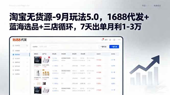 （15972期）淘宝无货源-9月玩法5.0，1688代发+蓝海选品+三店循环，7天出单月赚1-3万-安索博客网