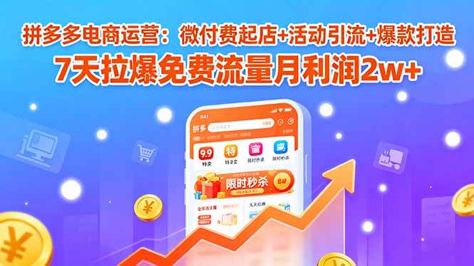 拼多多电商运营：小投入撬动大流量，7天免费流量暴涨，月赚2万+-安索博客网