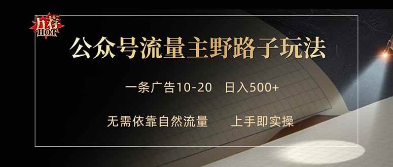 （18178期）公众号流量主野路子新招 一条广告10-20块 每天轻松赚500+-安索博客网