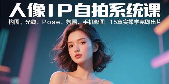 人像IP自拍系统课：构图、光线、Pose、氛围、手机修图 15章实操学完就能出片-安索博客网