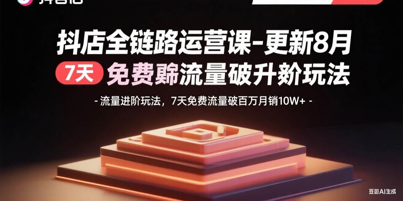 抖店全链路运营课（8月更新版）：免费流量这样玩，7天冲到月销10万+-安索博客网