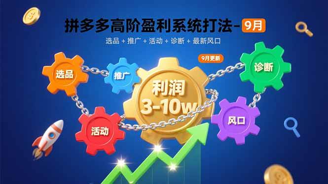 （15916期）拼多多高阶赚钱玩法-9月：选品、推广、活动、诊断、最新风口，每月赚3-10万-安索博客网