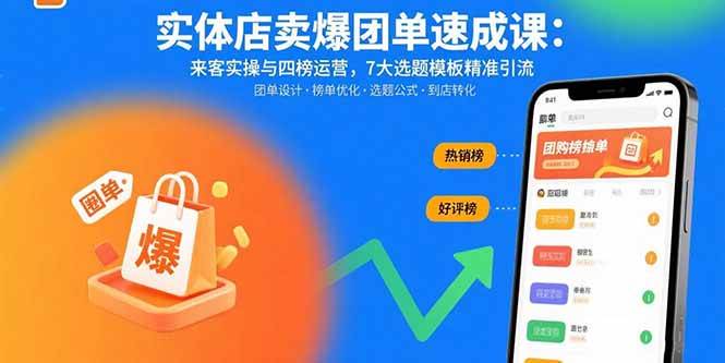 实体店团单卖爆速成课：手把手教你抖音来客实操和四榜运营，7大选题模板精准引流-安索博客网