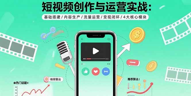 （15879期）短视频创作与运营实战：基础搭建/内容生产/流量运营/变现闭环/4大核心模块-安索博客网