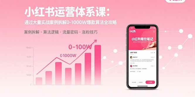 小红书运营体系课：0到1000W爆款算法，实战案例全拆解-安索博客网