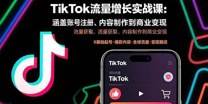 TikTok流量实战课：从注册到赚钱，一学就会-安索博客网