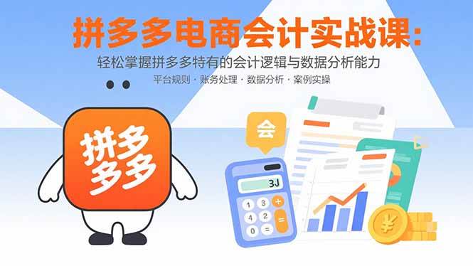 拼多多电商会计实战课：零基础也能搞懂拼多多特有的会计门道和数据分析-安索博客网