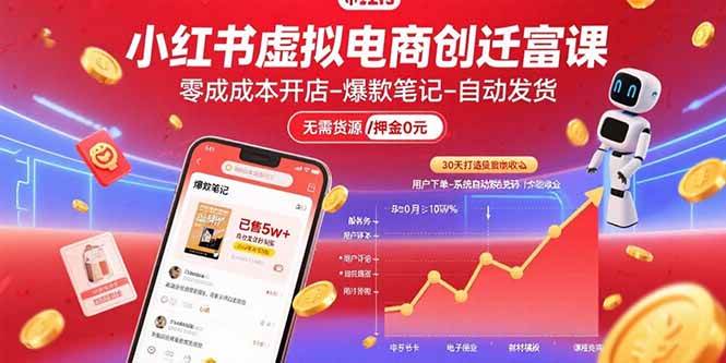 小红书虚拟电商创富课：零成本开店、爆款笔记、自动发货，30天躺赚被动收入-安索博客网