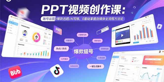 PPT视频创作课：账号咋运营/选题咋爆款/AI帮你写稿，小白也能玩转自媒体全流程-安索博客网
